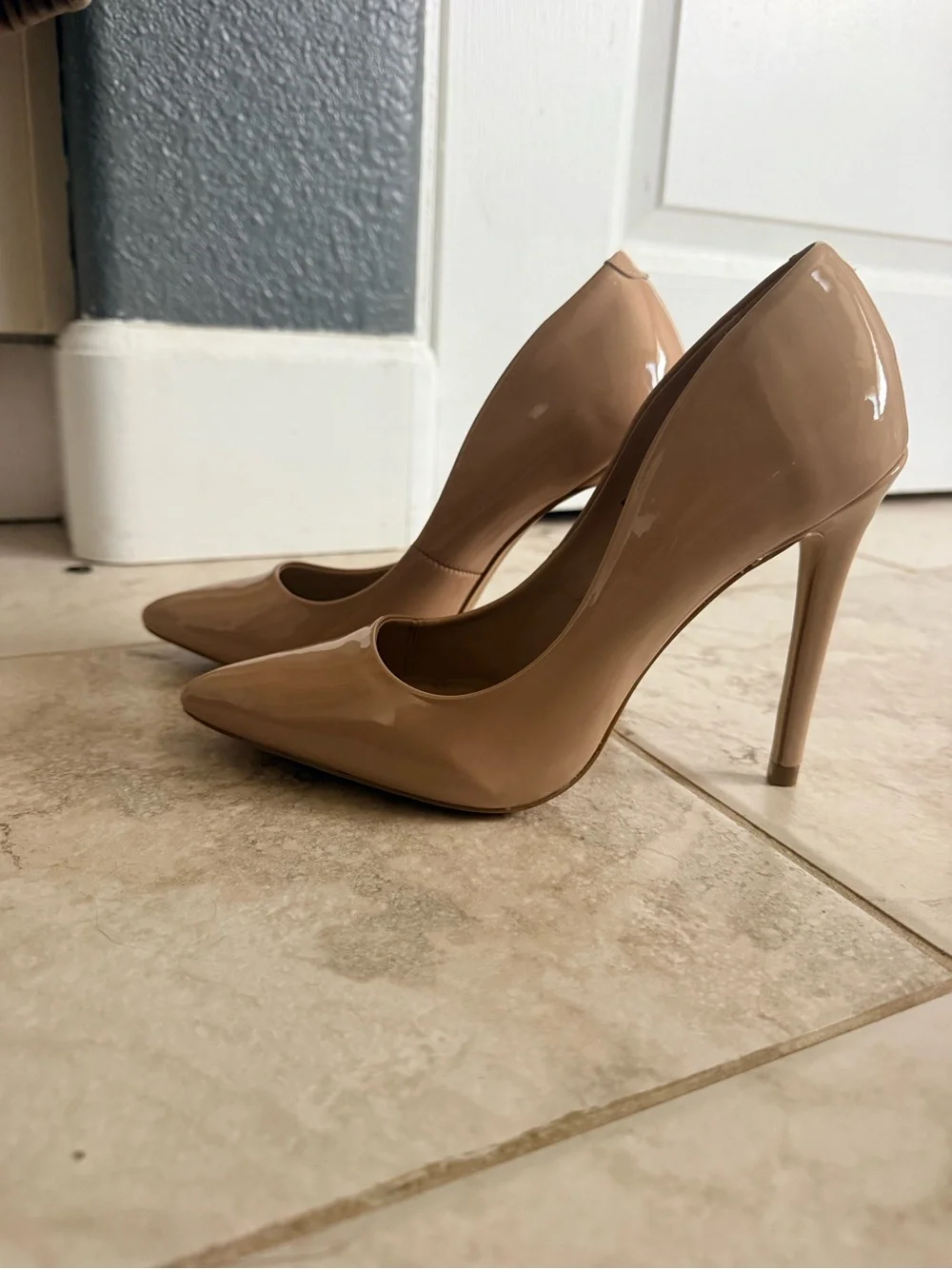 Steve Madden Nude Patent Pointed-Toe Stiletto Pumps